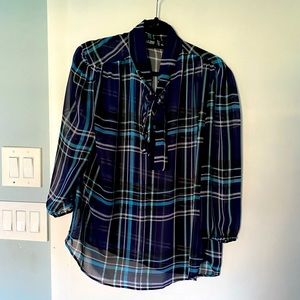 7th avenue Design by New York and Company. Sheer top with fun tie accessory